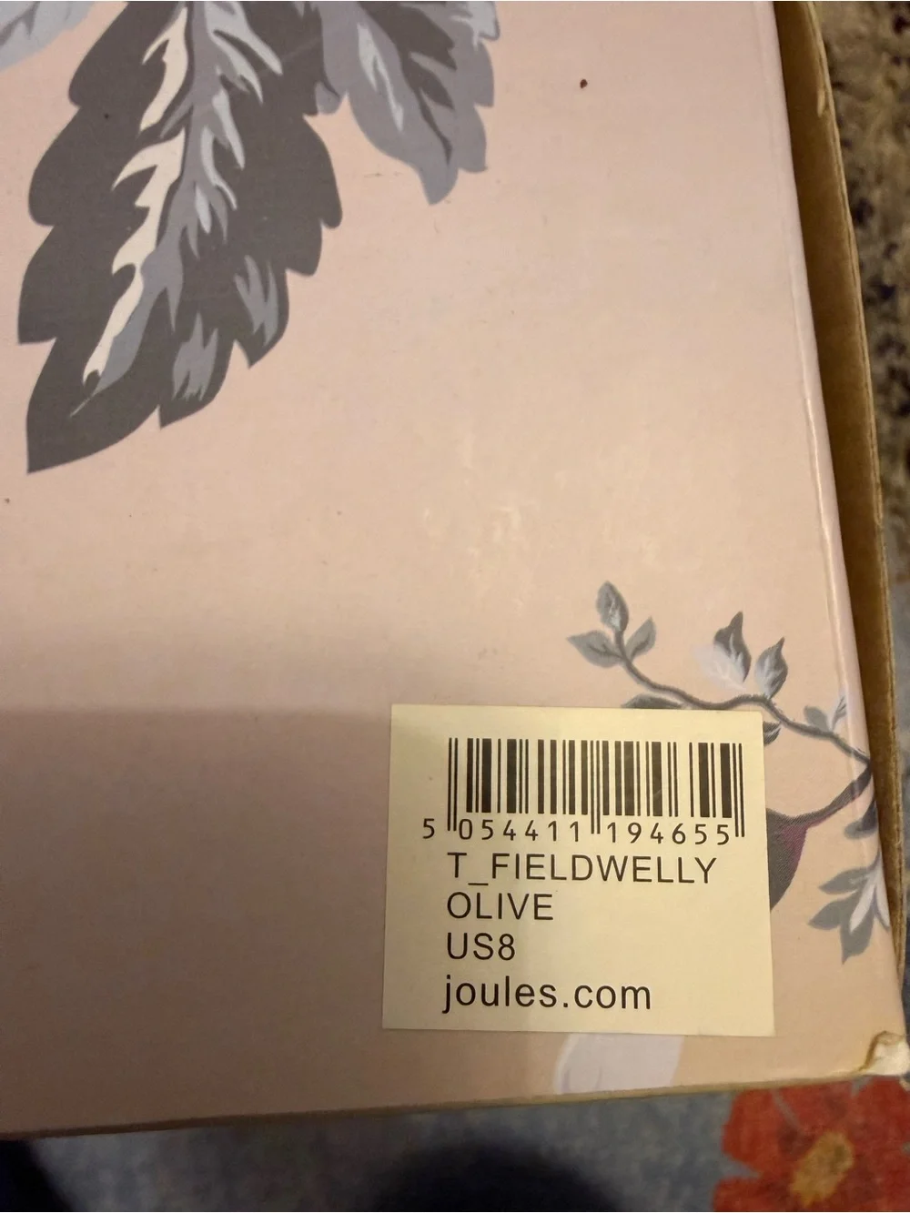 Joules dark green Tall Rain Boots with Pink Logo Trim